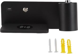OEM Aplique De Pared Led Con Interfaz Usb Y Carga Inal&aacute;mbrica Para Sal&oacute;n Y Dormitorio, 85-265v, Negro, Derecho