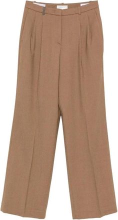 PESERICO Gevouwen Wijde Broek - Dames - Wijde Broeken - Bruin - L - Broeken