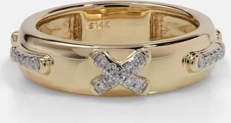 Stone and Strand Diamond Cross Stitch 14kt gold ring with white diamonds