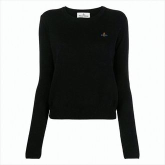 Vivienne Westwood Fitted Round Neck Knit Sweater With Embroidered Logo