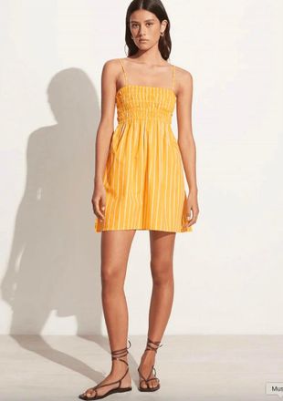 Faithfull The Brand Josefine Mini Dress In Adia Stripe Citrus
