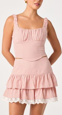 ASTR the Label Penny Gingham Tank in Pink Gingham at Nordstrom, Size X-Large