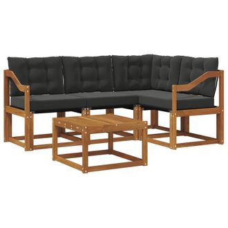 vidaXL Conjunto De Sof&aacute;s De Exterior Con Coj&iacute;n 5 Pcs Natural Y Negro Vidaxl