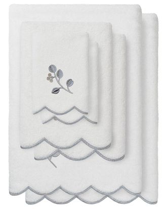Linum Home Textiles 100% Turkish Cotton Wild Branch Scallop 6Pc Embellished Towel Set