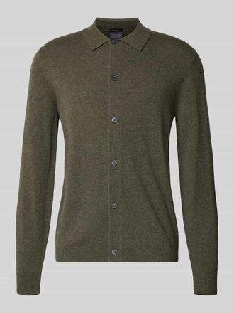 Christian Berg Strickjacke aus Baumwoll-Kaschmir-Mix in Oliv Melange, Größe 3XL