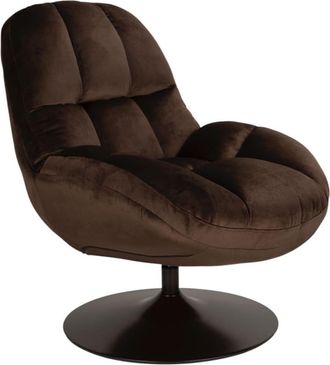 Mathi Design Sill&oacute;n giratorio de terciopelo marron