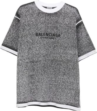Balenciaga Logo-print Heather T-shirt - Heren - T-shirts - Grijs - S - Katoen - Tops