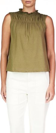 Sanctuary Sleeveless Shirred Top In Burnt Olive