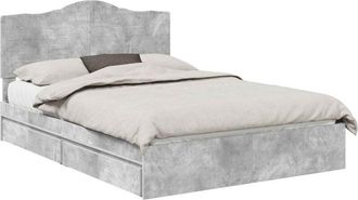 vidaXL Storage Bed Concrete Grey 140 x 190 cm Engineered Wood vidaXL