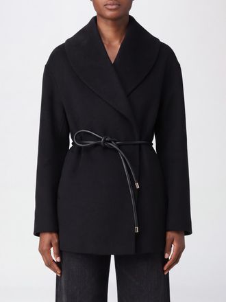 Sportmax Short Virgin Wool Robe Coat with Shawl Collar and Belt