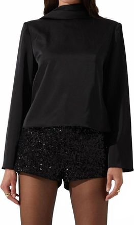 Astr Bethwyn Satin Cowl Back Top In Black