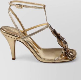 Zimmermann belara leather pumps floral appliqu&eacute; gold