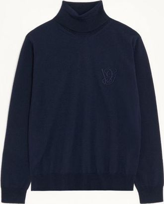 Valentino Valentino wool high-neck jumper with VG embroidery Man DARK BLUE XXL