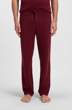 HUGO BOSS Pyjamahose BOSS Waffle Pants, Herren, Gr. M, N-Gr, rot (dunkelrot 602), Jersey, Obermaterial: 60% Baumwolle, 40% Polyester, lang, Hosen Pyjamahose