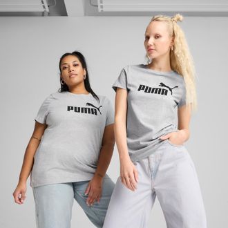 Puma T-Shirt PUMA ESS NO. 1 LOGO TEE, Damen, Gr. XS, grau (light gray heather), Jersey, Obermaterial: 100% Baumwolle, bedruckt, regular fit normal, Rundhal