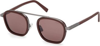 Ermenegildo Zegna Square Zonnebrillen - Heren - Zonnebrillen - Bruin - 51 MM - Accessoires
