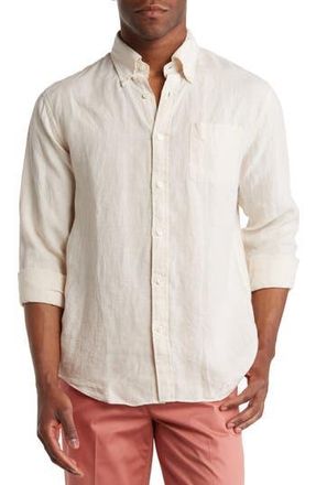 Brooks Brothers Sport Fit Linen Shirt in Solidoatmeal at Nordstrom Rack, Size X-Large