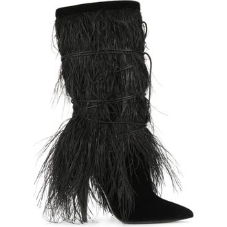 Saint Laurent Black Textured Yeti Boots