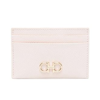 Ferragamo Wallets & Cardholders, female, Pink, Size: ONE SIZE Pink Leather Card Holder with Gancini