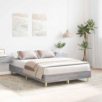 Berkfield Home Durable Bed Frame No Mattress Grey Sonoma 135x190 cm Double Engin