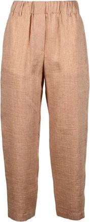 Alysi Linen Polyamide Chino Trousers - Red/Beige