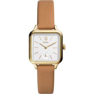 Fossil Colleen Leather Strap Watch, 28mm in Gold at Nordstrom Rack