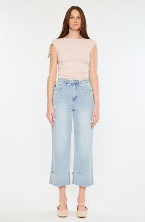 Kancan Sully 90s Cropped Wide Leg Jeans in Light Wash at Nordstrom, Size 26