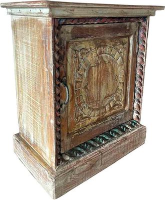 Wanderlust Deco Mesita de madera acabado artesanal marrón 52x30x56h cm