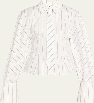 A.W.A.K.E. Oversized Puff-Sleeve Poplin Shirt