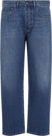 Valentino Straight Jeans, male, Blue, Size: W32 5-Pocket Straight-Leg Jeans
