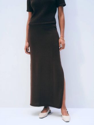 White + Warren Luxe Organic Cotton Skirt In Dark Espresso