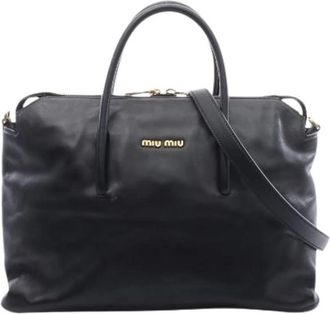 Miu Miu Pre-owned 2way leren handtas - Dames - Vintage Handtas - Zwart - ONE Size - Leer - Vintage