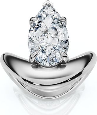 Pompeii3 Certified 2Ct Minali Curved Pear Diamond Engagement Ring 14k Gold/Pt Lab Grown