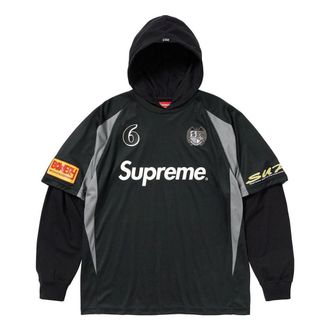 SUPREME Hooded Soccer Jersey Black White SUP-FW23-026