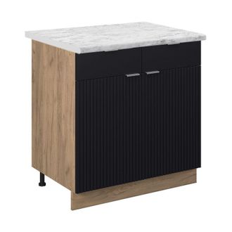 Vicco Mueble Bajo De Cocina Fame-line, Rayas Negras, 80 Cm, Et M&aacute;rmol