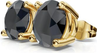Pompeii3 Round 4-Prong Black Diamond Studs 14k Gold