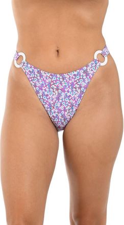 Citrus Flora High Cut Bikini Bottoms in Purple Multi at Nordstrom Rack, Size X-Large
