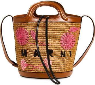Marni Mini Tropicalia Embroidered Bucket Bag in 215 - Mocha at Nordstrom