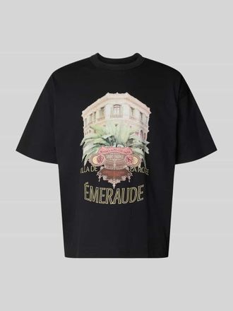 Jack & Jones T-Shirt mit Motiv-Print Modell MENTON in Black, Gr&ouml;&szlig;e XXL