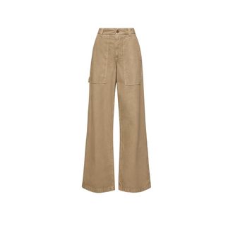 Moncler Moncler Cotton Wide Leg Pants, Women, Beige, Size: 40