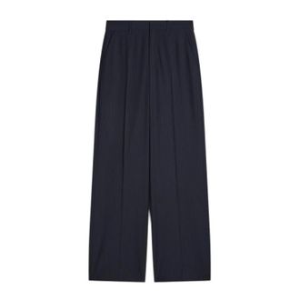 Vanessa Bruno Wollen broek met fijn streepdessin - Dames - Broeken - Blauw - Maat: 2XS Wol