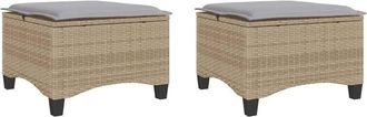 vidaXL Taburetes De Jard&iacute;n Con Cojines 2 Uds Beige 55x55x36 Cm Vidaxl