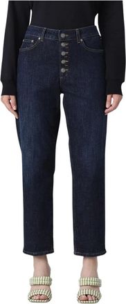Dondup Straight Leg Jeans met Knoopsluiting - Dames - Regular Fit Jeans - Blauw - W32 - Katoen - Jeans