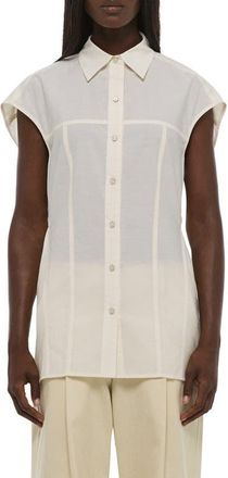 Helmut Lang Cap Sleeve Woven Shirt in Winter White at Nordstrom, Size Xx-Small