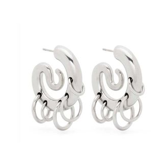 Panconesi Accessoires, Dames, Grijs, ONE Size, Serpent Hoop Oorbellen met Bungelende Ringen