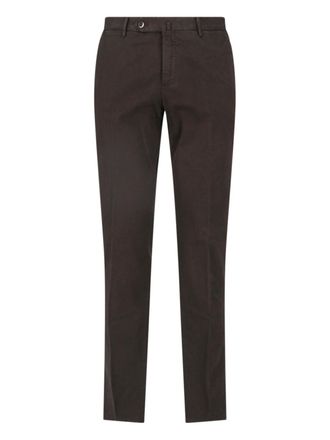 Pantaloni Torino Brown Mid-Rise Straight-Leg Cotton Formal Pants