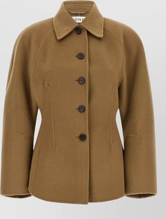 R&oacute;he cashmere sculptural oversized-sleeve fitted jacket