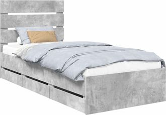 vidaXL Estructura De Cama Gris Concreto 75 X 190 Cm Madera Ingenieril Vidaxl