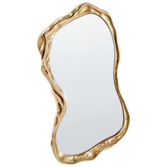 Beliani Espejo De Pared Con Forma Irregular Estilo Moderno Marco Mdf 75 X 37 Cm Vidrio Dorado Sery