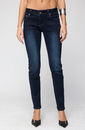 Edikted Eloise Low Rise Skinny Jeans in Dark-Blue at Nordstrom, Size X-Large